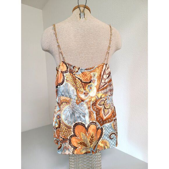 Vtg Cache 100% Silk Beaded Crochet Boho 70s Tank Top MEDIUM Hippie Festival M - Picture 2 of 8